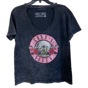 Guns & Roses T-Shirt Tshirt T Shirt Tee Black - Open Neck - Size Small